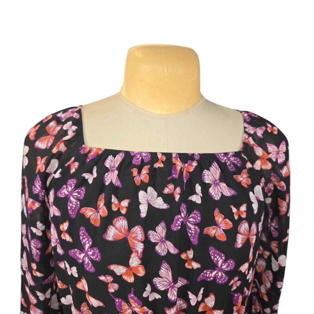 Sugar & Jade Butterfly Mini Dress Girls XL Black Purple‎ Casual Colorful Spring